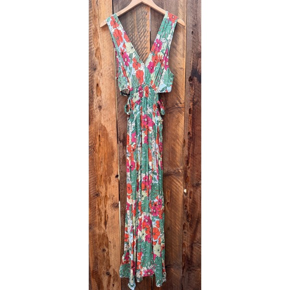 Justify Dresses & Skirts - Tropical Floral Cutout Maxi Dress Womens L Resort Vacation Hawaiian Beach Boho